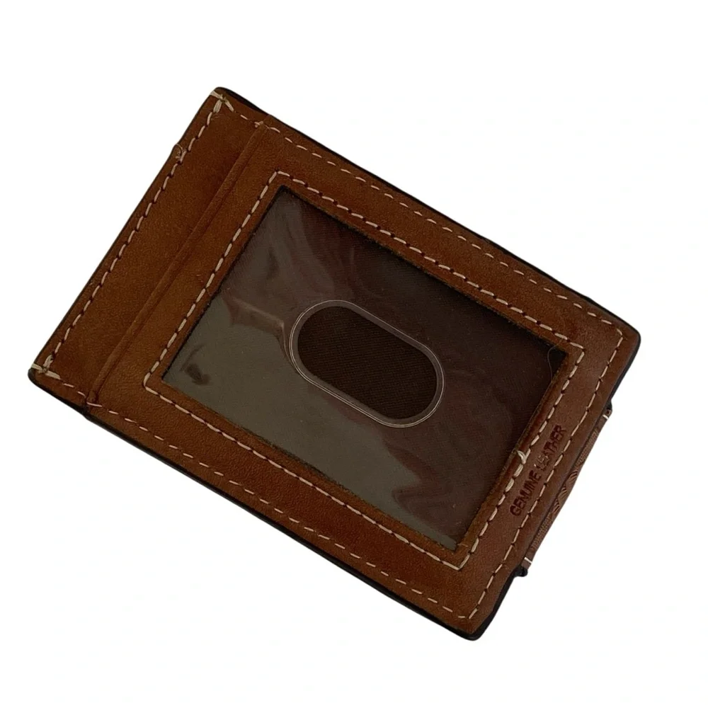 Western Genuine Leather & Cow Hair Money Clip Wallet - New